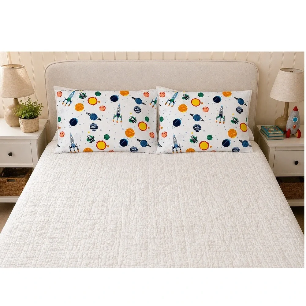 Pottery Barn Kids Space Pillowcase Set Standard White Organic Cotton Planets PBK